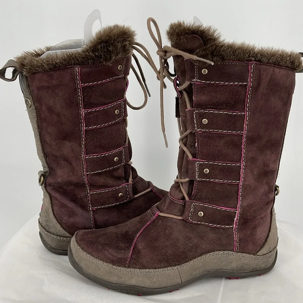 The North Face‎ Brown Suede Fur Lined Lace Up Winter Boots Womens Size 7
